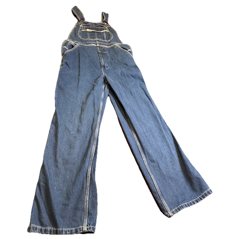 FiveBrother Denim Bib Overalls 30x32 Carpenter Workwear 100% Cotton‎ Blue